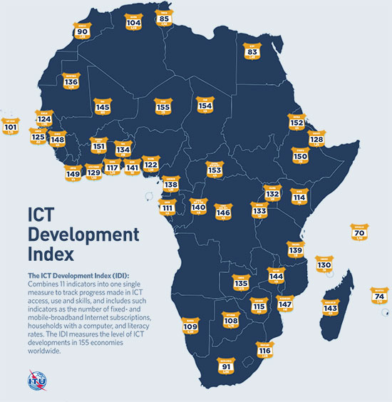 2012 ICT Index Africa map