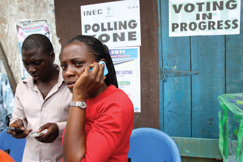 An electoral officer in a Lagos neighbourhood during the April 2011 elections in Nigeria