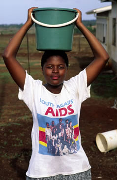 Young woman promoting AIDS awareness in Swaziland