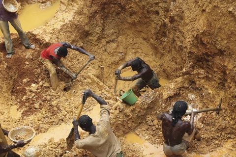 Small-scale gold miners in Obuasi, Ghana