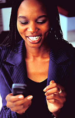Woman looking at a cell phone