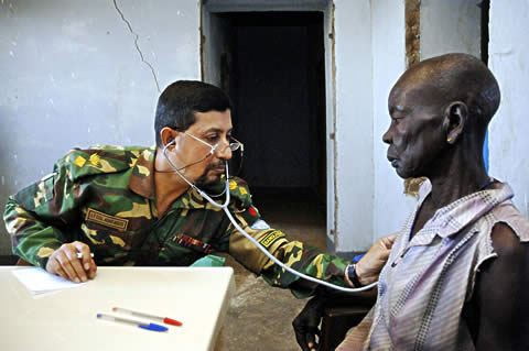 African Union doctor examines a patient