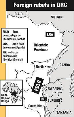 Map of foreign fighters in DRC