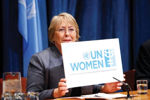 Michelle Bachelet, executive director of UN Women, the world body’s new agency on gender equality issues.