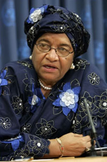 Liberian President Ellen Johnson-Sirleaf, Africa's first elected female head of state