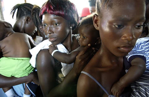Women and children in a health clinic.