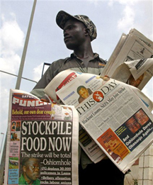 Newspaper vendor in Nigeria