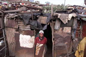 Woman in shanty town