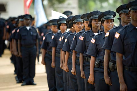 Graduates of the police academy in Liberia.