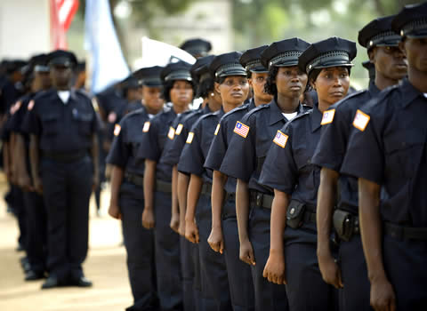 Graduates of the police academy in Liberia