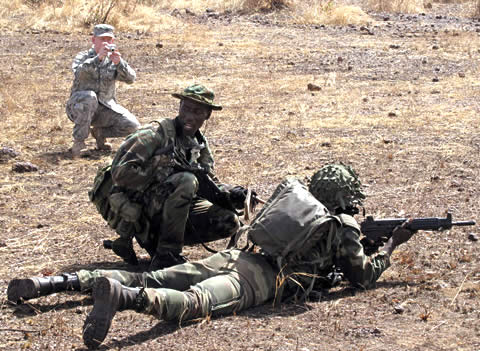 Malian soldiers undergoing counter-terrorism training from US forces