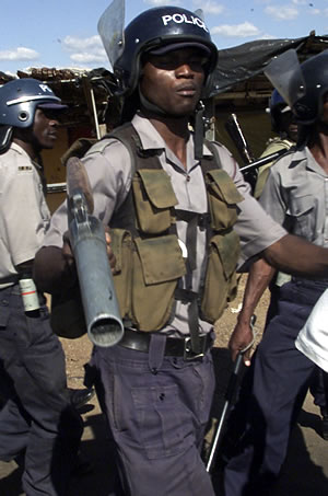 Riot police in Zimbabwe