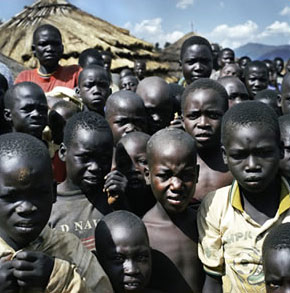 One of many overcrowded camps for displaced people in Northern Uganda