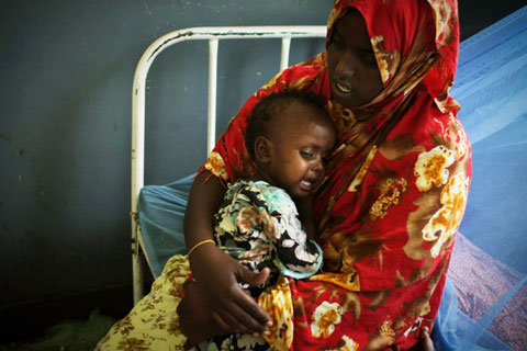 Victims of famine seek treatment at Mogadishu hospital