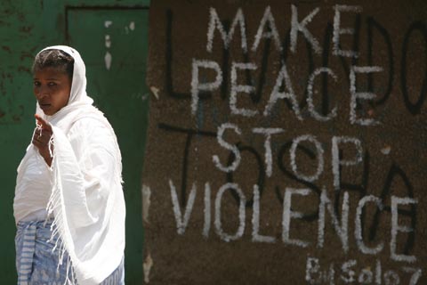 Slogan on a wall in Kibera, a slum in Nairobi