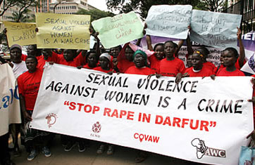 Kenyan women demonstrate against rape in Darfur, Sudan