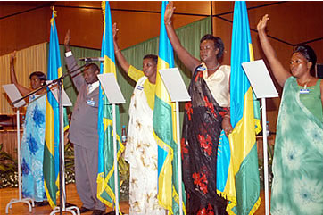 Rwandan members of parliament taking oath of office