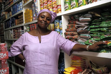 A small shop owner in Ghana