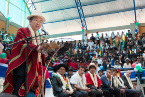 Secretary-General Visits Vila Vila Village with President of Bolivia. UN Photo/Eskinder Debebe