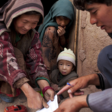 Bamiyan, Afghanistan, September 10th, 2011: Enumerator at work in Bamyan district.