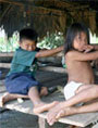 Colombian indigenous children in jungle settlements in Panama