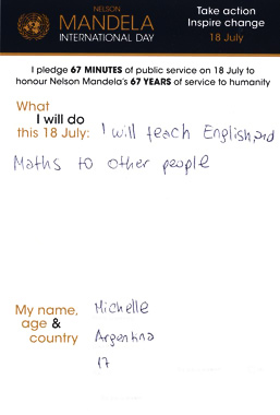 Pledge from Michelle (Argentina, 17)