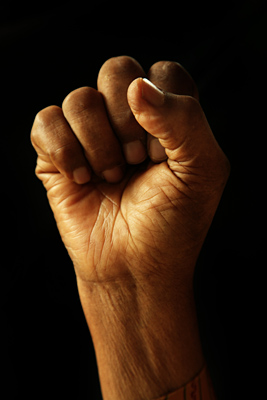 曼德拉的拳头，摄于2009年3月。