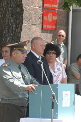 The representative from the Ministry of Defense reading out the decree of the Minister of Defense issued for the day.