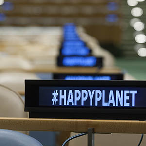 Еvent on the occasion of the International Day of Happiness (20 March) on the theme “Young People in Support of Climate Action”. UN Photo/Loey Felipe