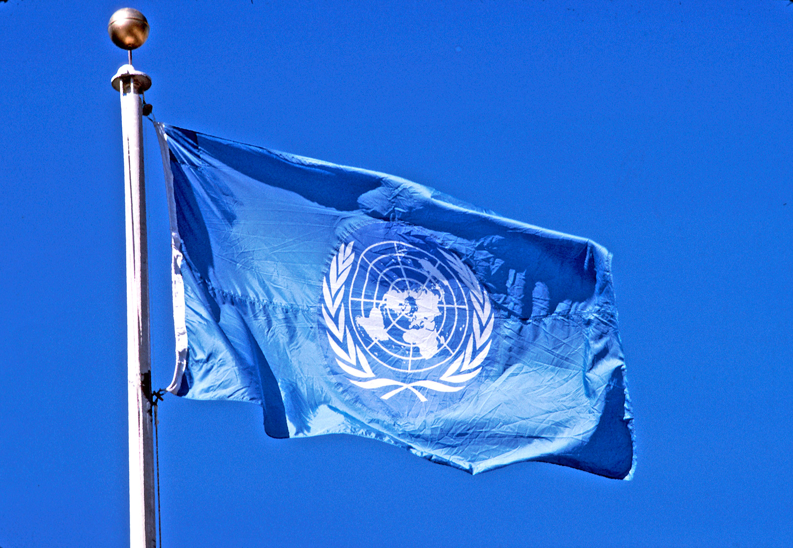 Photo of UN flag.