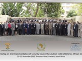 Group picture on the occasion of the Workshop on the implementation of UNSC resolution 1540 (2004) for African States held 21-22 November 2012 in Pretoria, South Africa. The workshop was hosted by the Government of South Africa in collaboration with the African Union (AU), supported by the United Nations Office for Disarmament Affairs (UNODA) and with the facilitation of the Institute for Security Studies (ISS).