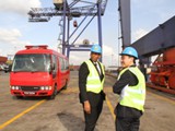 1540 Committee member, Mr. Kim Il-hoon (Republic of Korea) (right) during the visit to the Port of Point Lisas in the framework of the 1540 Committee visit to Trinidad and Tobago at the invitation of its Government (17-19 April 2013)