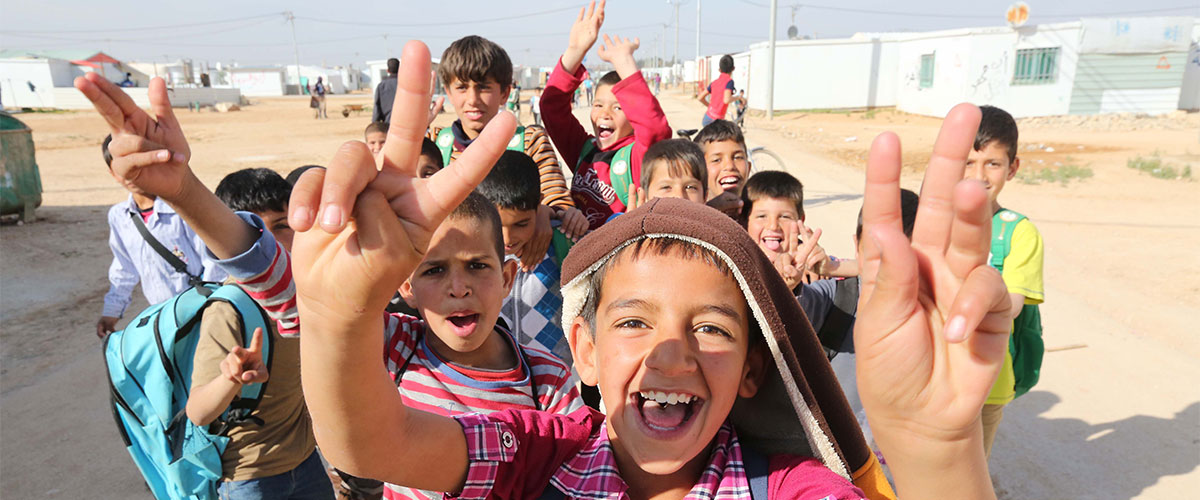 Niños en el campamento de Zataari en Jordania.