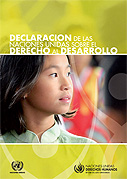 Foto de la portada del folleto con el texto de la Declaración de las Naciones Unidas sobre el Derecho al Desarrollo