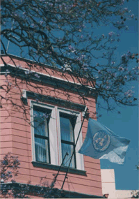 Fachada del edificio del Centro de información en Buenos Aires, Argentina