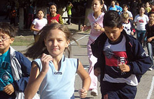 Children running.