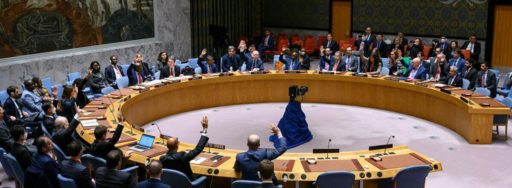 Sala del Consejo de Seguridad durante la aprobación de la resolución 2663