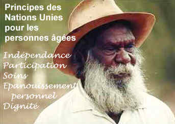 Principes des Nations Unies pour les personnes ges - Australian aboriginal elder (11294 bytes)