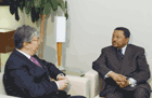 Jean Ping meets with Kassymzhomart K. Tokaev Credit : UN Photo / Mark Garten