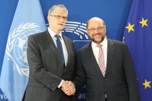 UN General Assembly President Mr. Mogens Lykketoft and Mr. Martin Schulz, President of the European Parliament.