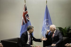 Peter Thomson, President of the seventy-first session of the General Assembly, with Bulgarian President Mr. Rosen Plevneliev.