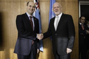 Peter Thomson, President of the seventy-first session of the General Assembly meets with Mr. Mikheil Janelidze, Minister for Foreign Affairs (Georgia).