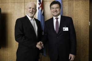 Peter Thomson, President of the seventy-first session of the General Assembly meets with Mr. Miroslav Lajcak, Minister for Foreign Affairs (Slovakia).