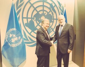 El Presidente de la Asamblea General de las Naciones Unidas con António Guterres antes de su nombramiento