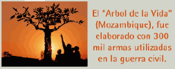 El rbol de la Vida (Mozambique), fu elaborado con 300 mil armas utilizadas en la guerra civil