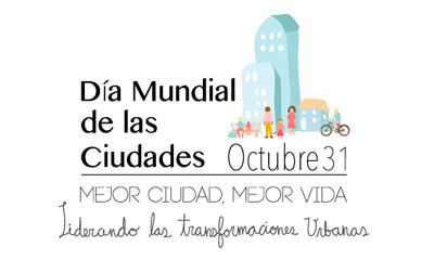 Logo del 1er Día Mundial de las Ciudades.