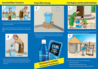 Water treatment, storage and hygiene educational poster