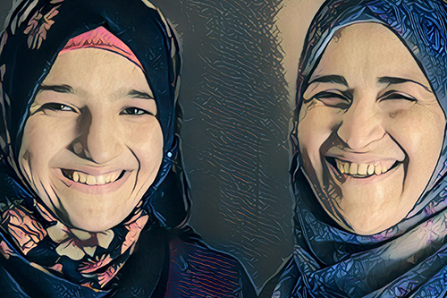 Saba and her mother speak out against child marriage. Based on photo by UNFPA Jordan/Sima Diab. 
