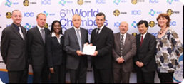 In Picture: L-R: Anthony Parkes, Director, WCF; Niels Ramm: UNGM Project Manager, UNOPS; Lisa Fraser, Member States Liaison Officer for Business Seminars, UN/PD; Rona Yircali, Chairperson, ICC/WCF; Paul Buades, Director, UN/PD; Giorgio Fraternale: Deputy Director & Head, Procurement & Contracts Division, WIPO; Kiyohiro Mitsui, Chief, Integrated Support Service, UN/PD; Susan Struck, HLCM Procurement Network Secretariat, UNDP Procurement Support Office. 