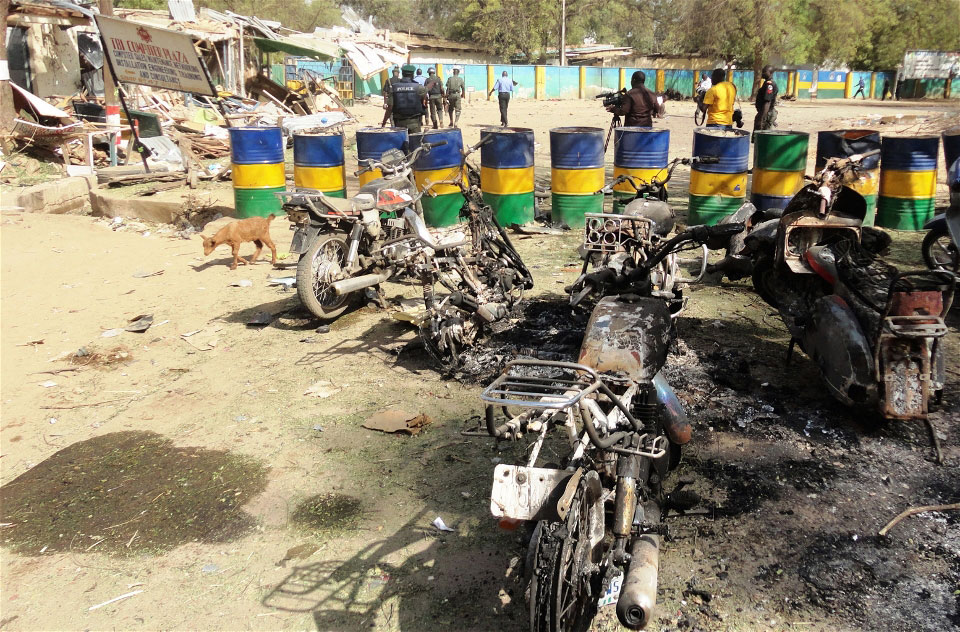 Destruction caused by Boko Haram militia at a police headquarters in Kano, Nigeria. Photo: IRIN/Aminu Abubakar (file photo)
